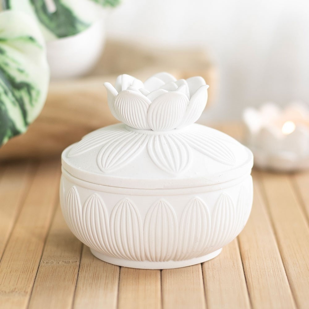 Something Different - White Lotus Flower Trinket Box Decoratieve opbergdoos - Wit